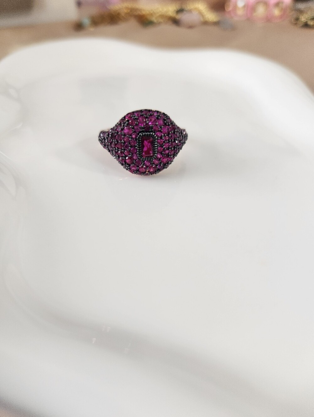 Rose Gold Pave Stone Ring